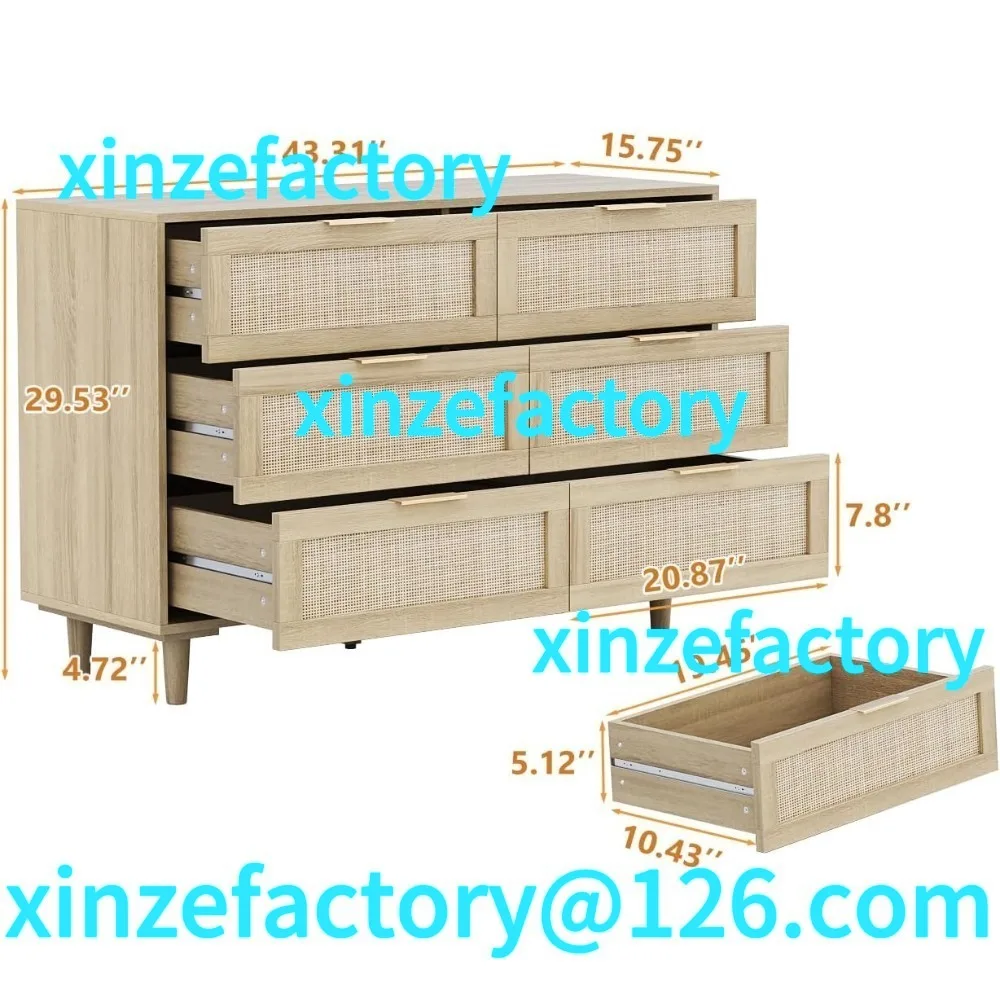 

Customizable Rattan Dresser for Bedroom, , 43" Clothes Storage Cabinet