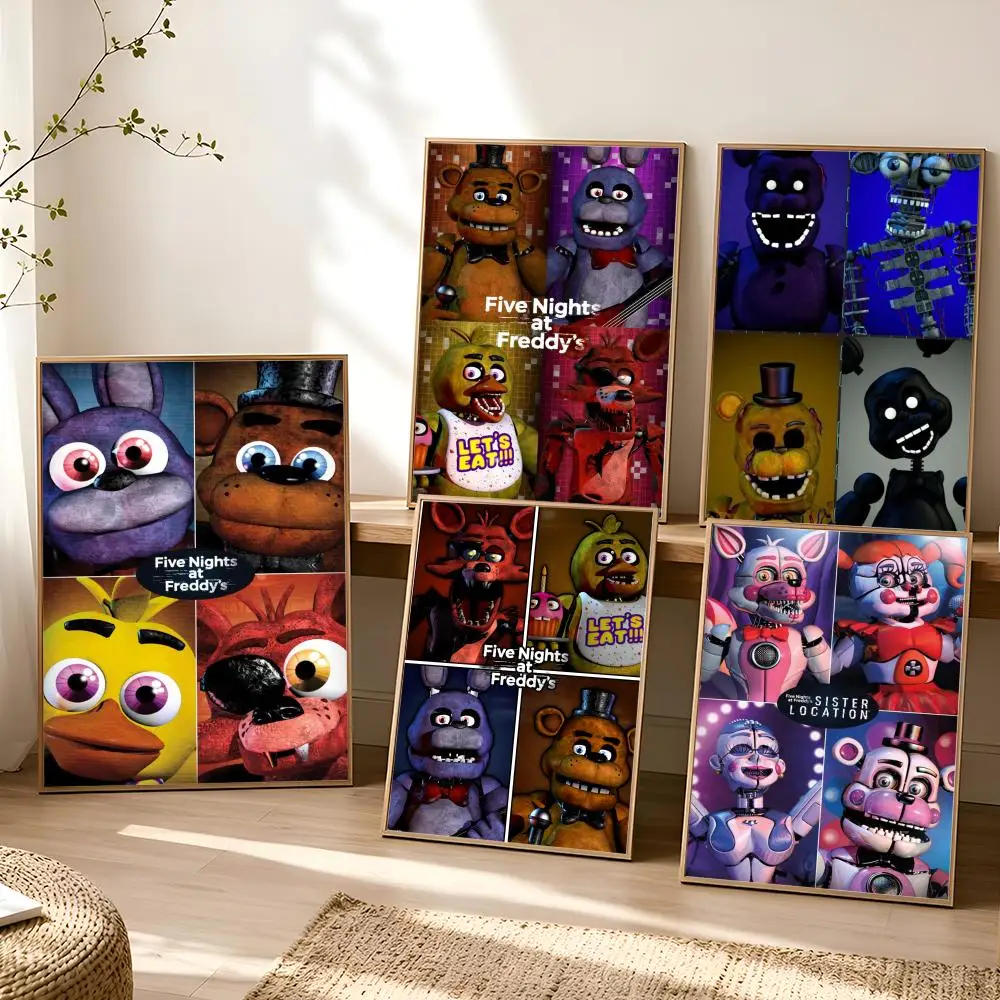 N-Nights At Freddys Poster Stickers Painting Self-Adhesive Mural HD Wall Decals for Bedroom Living Room Home Decor Gift