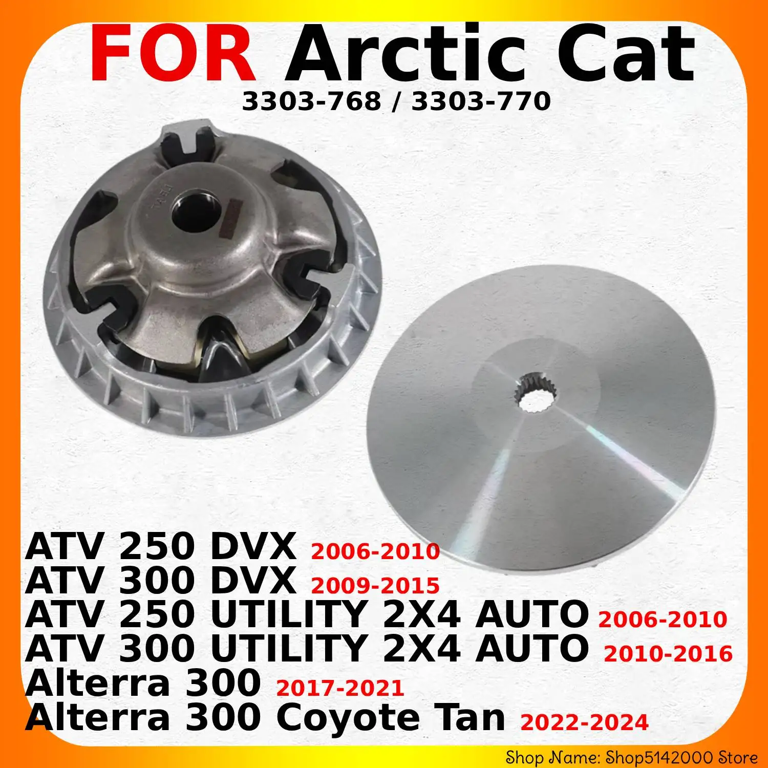 Primary Drive Clutch OEM 3303‑768 3303‑770 For Arctic Cat DVX250 DVX300 Alterra 300 2006‑2024 ATV Variator Drive Clutch Assembly