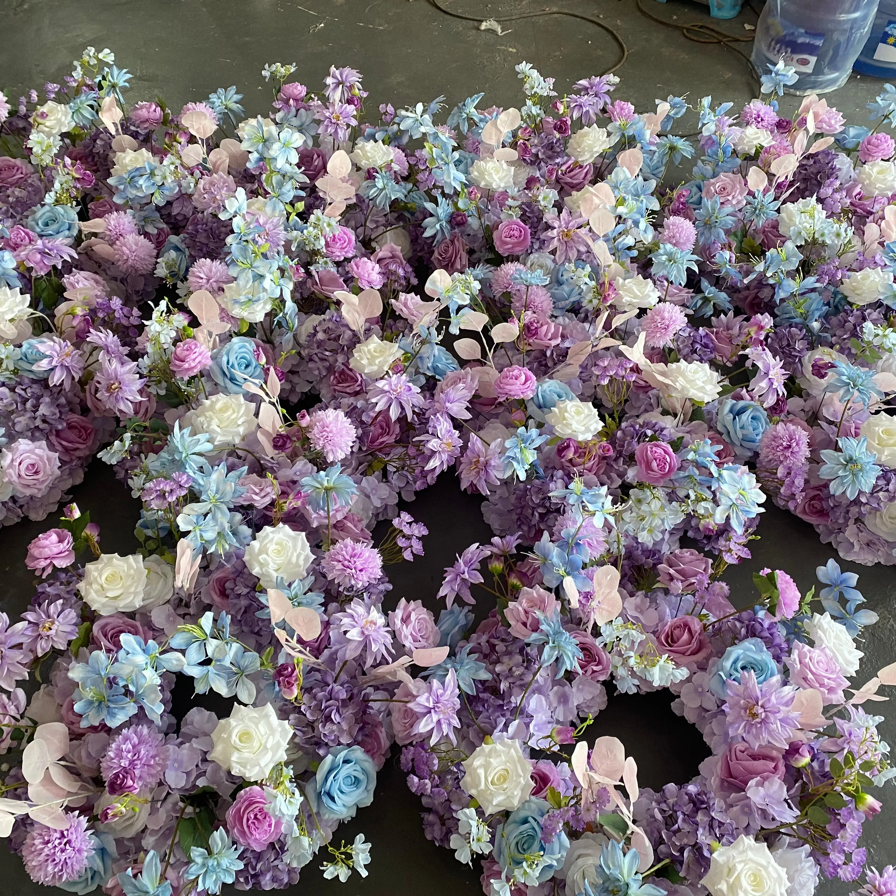 T-FT136 New Nodic Luxury Purple Rose Hydrangea Artificial Flowers Garland Wreath Ring Wedding Centerpieces Decorations