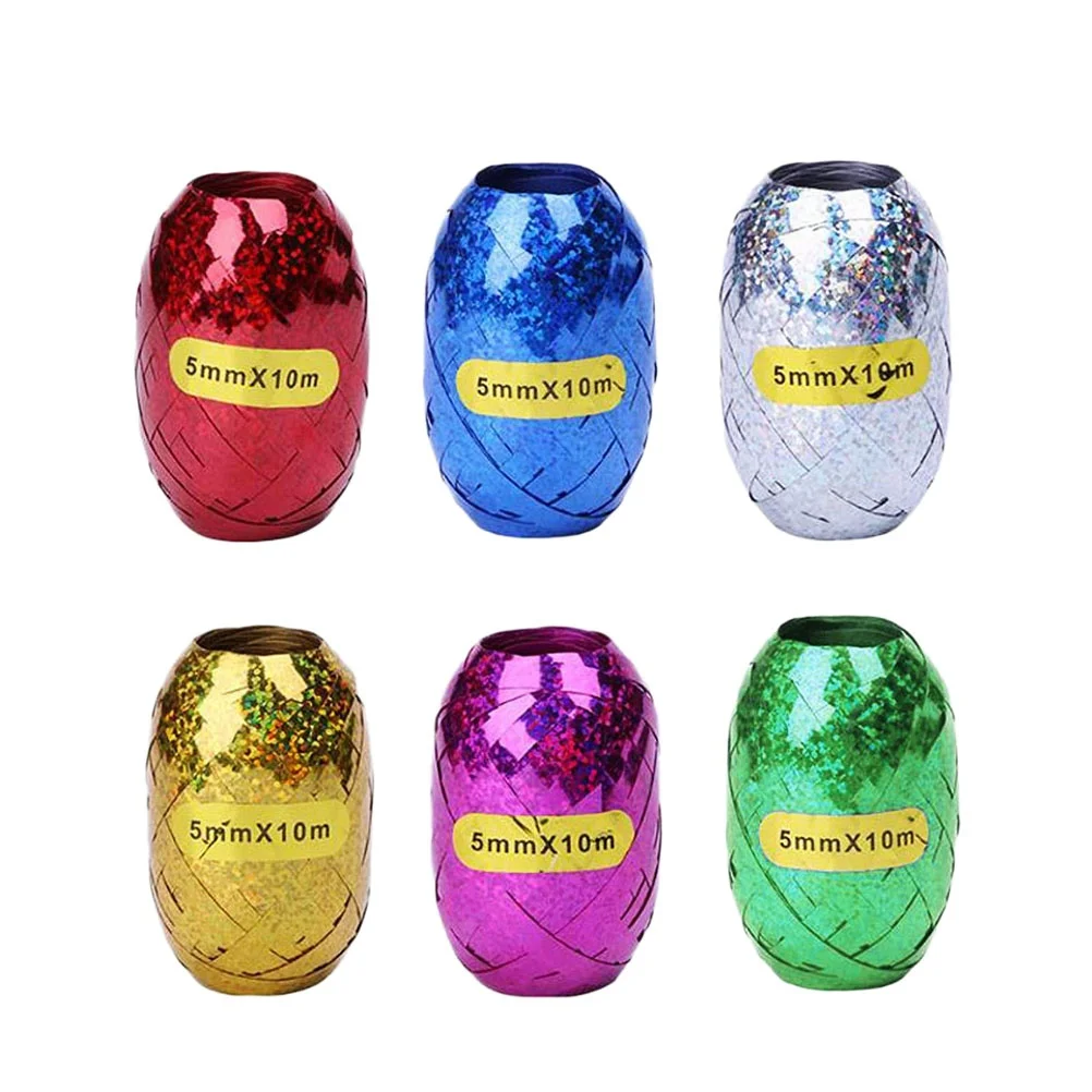 

12Pcs 10M Reflective Curling Ribbons Holographic Sparkle Effect for Festive Wrapping Craft Making Party Supplies Home