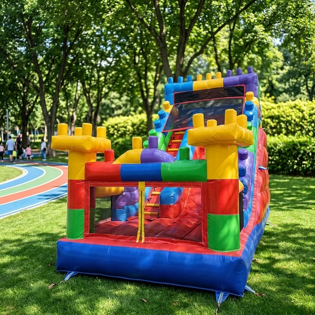 Inflatable Building Blocks Castle Bouncy Jumping House Bouncer Combo Slide Blow up Bounce Houses for Kids Adults With Blower
