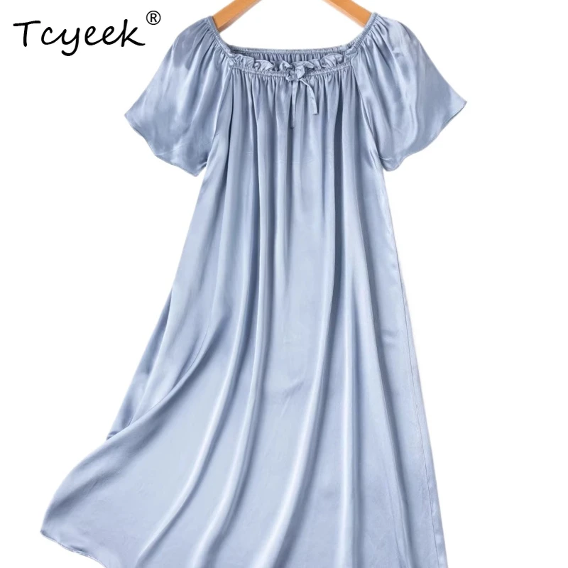 

Новая коллекция: Элегантная женская ночная сорочка Tcyeek из 100% натурального шелка (21 момми), летняя пижама для женщин, модель 2026 года.