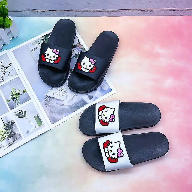 Kawaii Sanrio Anime Slippers Cute Hello Kitty Cartoon Indoor Bathing Anti Slip Traveling Outside Lightweight Sandal Gifts Girls