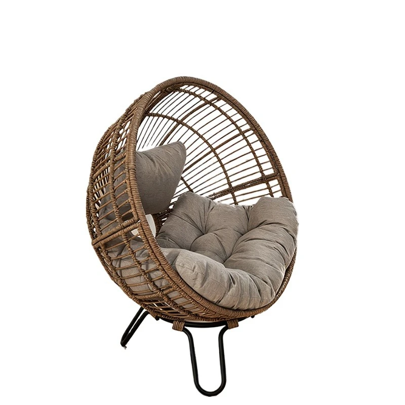 كرسي مستدير مريح مقاوم للماء من البولي ايثيلين على شكل بيضة من الخوص، لون خفيف الوزن، فناء خارجي، حديقة في الشرفة #1