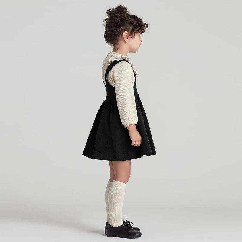 Meisjes Retro Corduroy Jurk Herfst Nieuwe Baby Kids Mouwloze Verstelbare Bandjes Knopen Losse Zoete Prinses Jurken Tz334