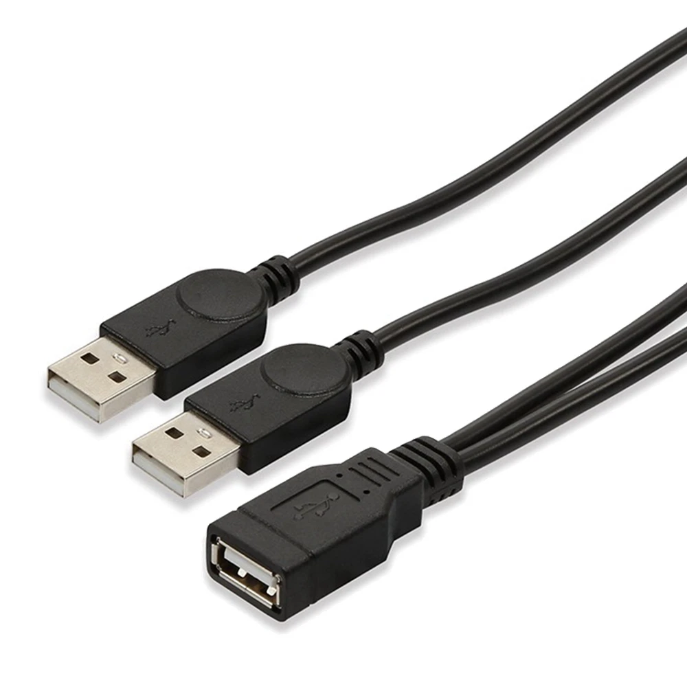 USB 2.0 A Male to USB Female 2 Double Dual Power Supply USB Female Splitter Extension Cable HUB Charge for Printers