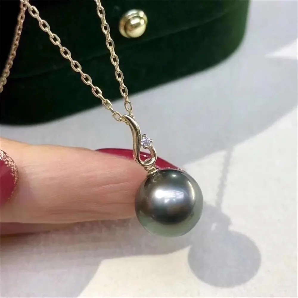 

DIY Pearl Accessories G18K Gold Pendant Empty Simple Pearl Pendant Fit 8-11mm Round Beads G076