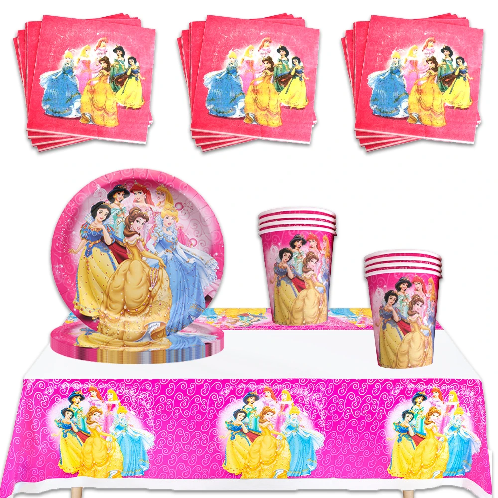 61pcs/lot Disney Snow White Princess Birthday Party Kids Girl Favors Cups Plates Princess Napkins Decoration Tablecloth Supplies