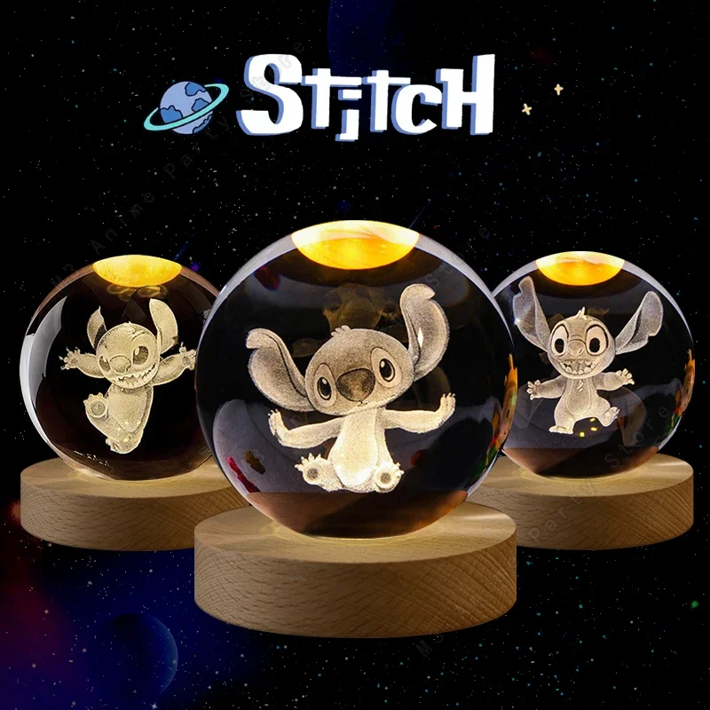 Disney Lilo & Stitch 3D-Kristallkugel-LED-Nachtlicht, Kindergeburtstagsgeschenk, 5 cm