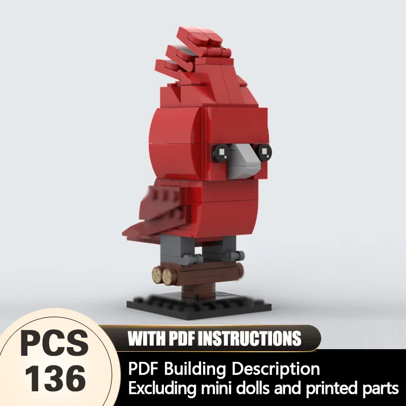 

Creators Animal Series Model MOC Building Bricks Vermilion Cardinal Birdheadz Modular Technology Gifts Holiday Assemble Toy Suit