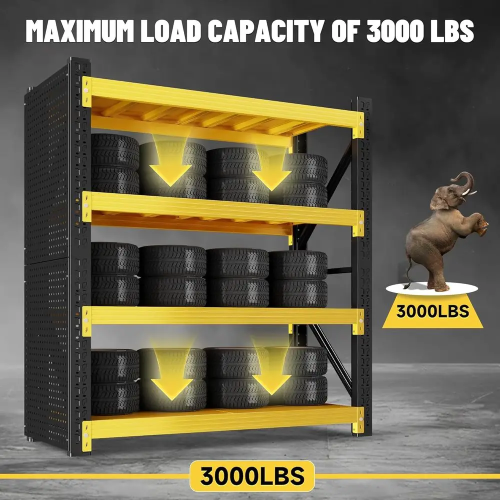 48 Wide Heavy-Duty 4-Tier Adjustable Metal Shelving System for Garage, Workshop, and Storage - view 3