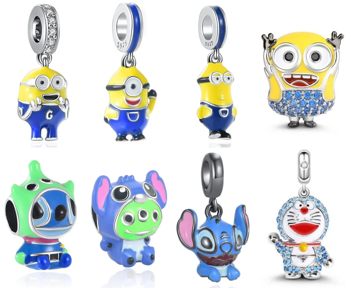 

Miniso Minions 925 Silver 18K Gold Plated Beads Charm Fit Original Bracelet For Women DIY Pendant Jewelry Trinket Accessories