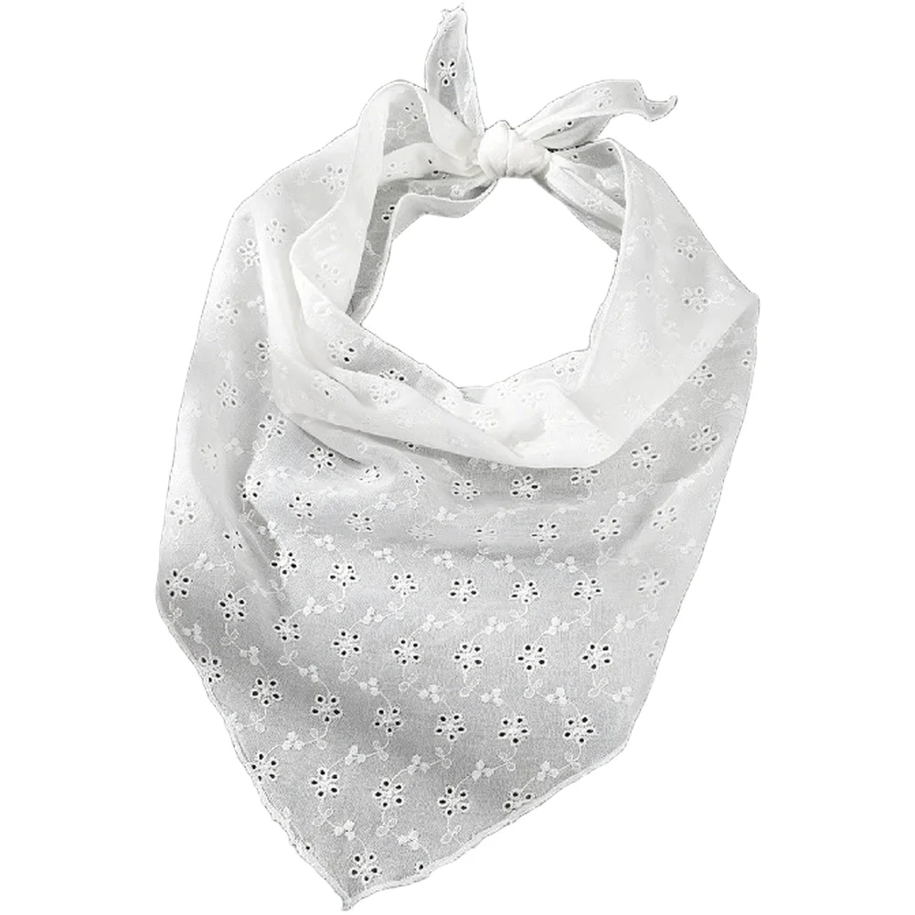 For Warm Weather White Triangle Head Scarf Lightweight Breathable Scarf Scarf Women Tie Scarf Delicate Lace Trim
