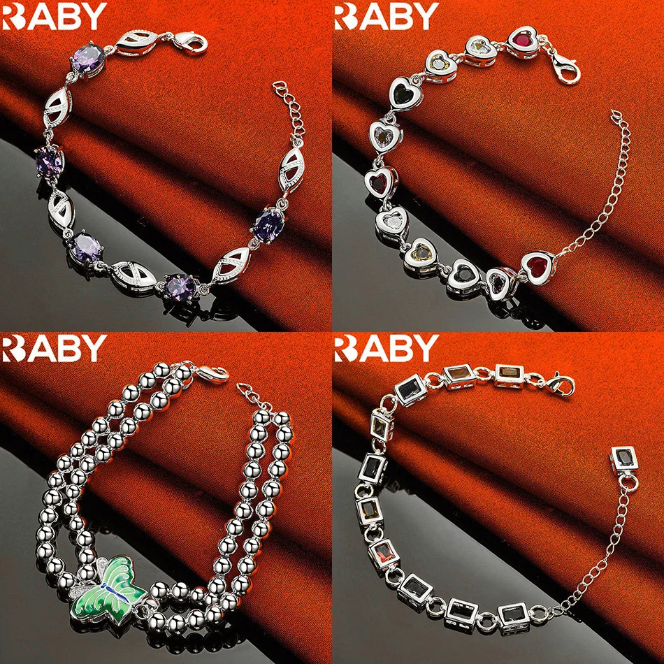 

URBABY 925 Sterling Silver Design Zircons Bracelets For Women Men Charm Trend Birthday Gifts Fashion Party Fine Jewelry