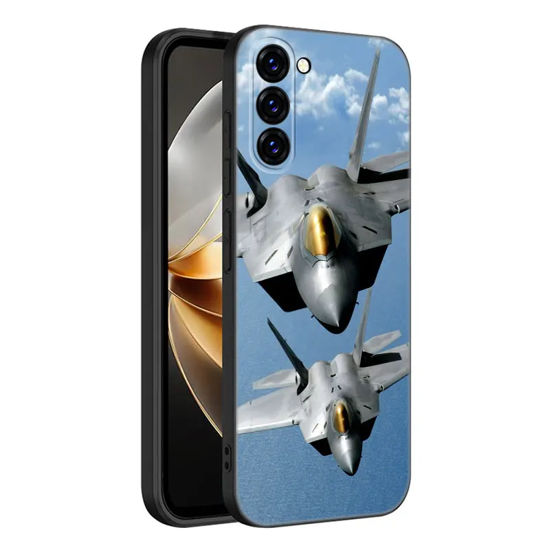 Air Force Fighter Black Silicone Phone Case For Samsung Galaxy S23 S21 S20 FE S24 S22 Ultra S10E S10 S9 S8 Plus