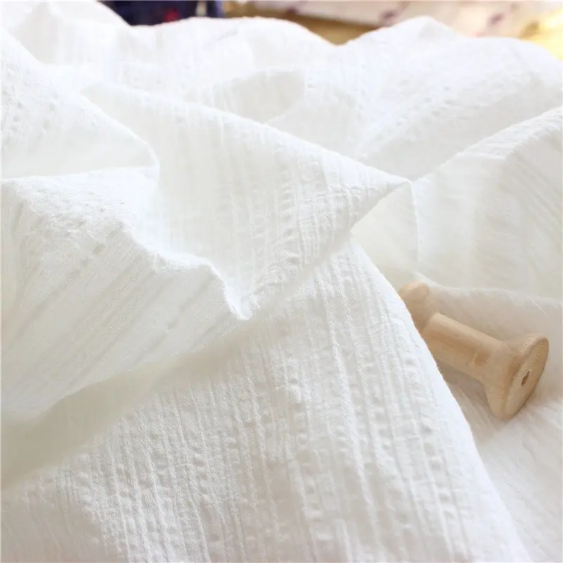 150x50cm All cotton white fabric hollowed out pure cotton jacquard fabric casual women's shirt fabric skirt fabric view 4