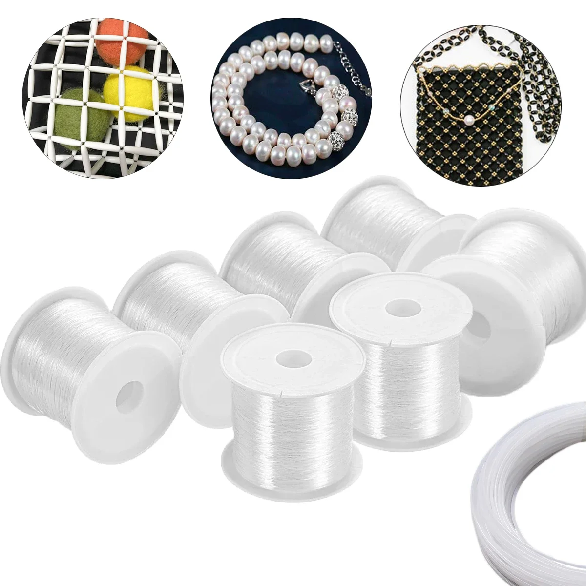 1pcs 0.2-1.0mm Non-Stretch Plastic Crystal Beading Thread, Clear Nylon Fishing Line Cord Rope for Jewelry Making Supplies