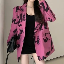 Suit Women Spring and Autumn 2023 New  Advanced Sense Casual Fashion Letter Print Suit Coat Trend  blazer