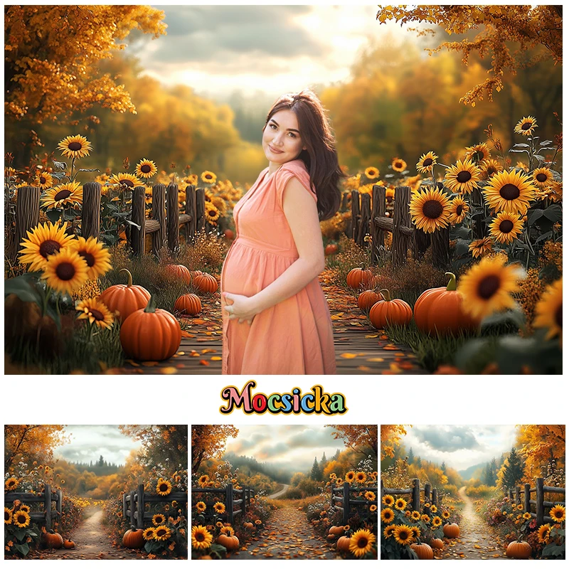 

Mocsicka Fall Forest Backdrops Kids Child Photography Props Adult Photocall Maple Leaves Autumn Festival Background