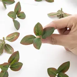 Hojas artificiales de rosas para decoración de tartas de fiesta, flores falsas verdes para ramos de boda, centros de mesa de ducha nupcial, 20/50 piezas