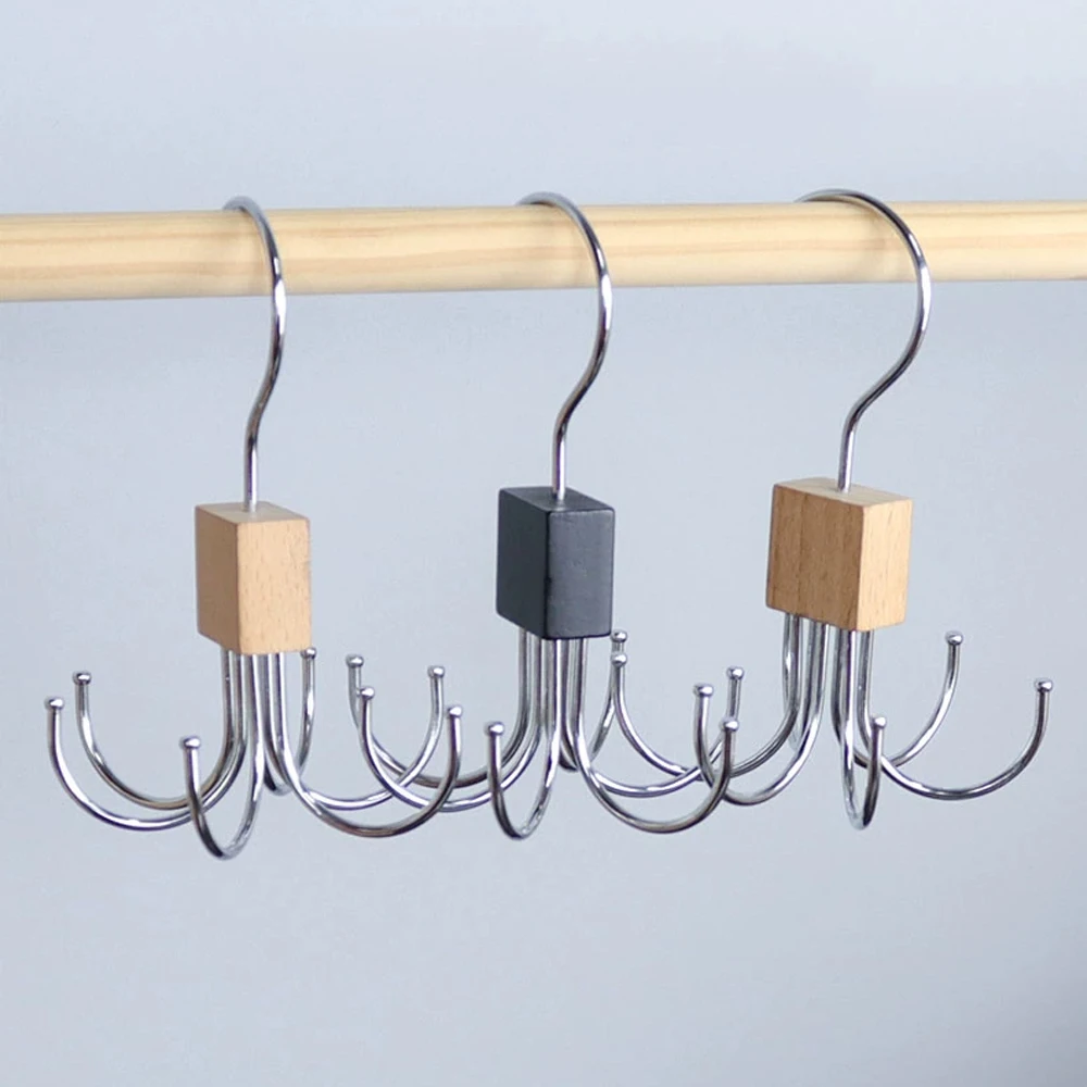 Punch Free Belt Organizer, Rotation Coat Hanger, 6-Claw Scarf Storage Rack, Wardrobe Handbag Holder Multifunctional Clothes Rack