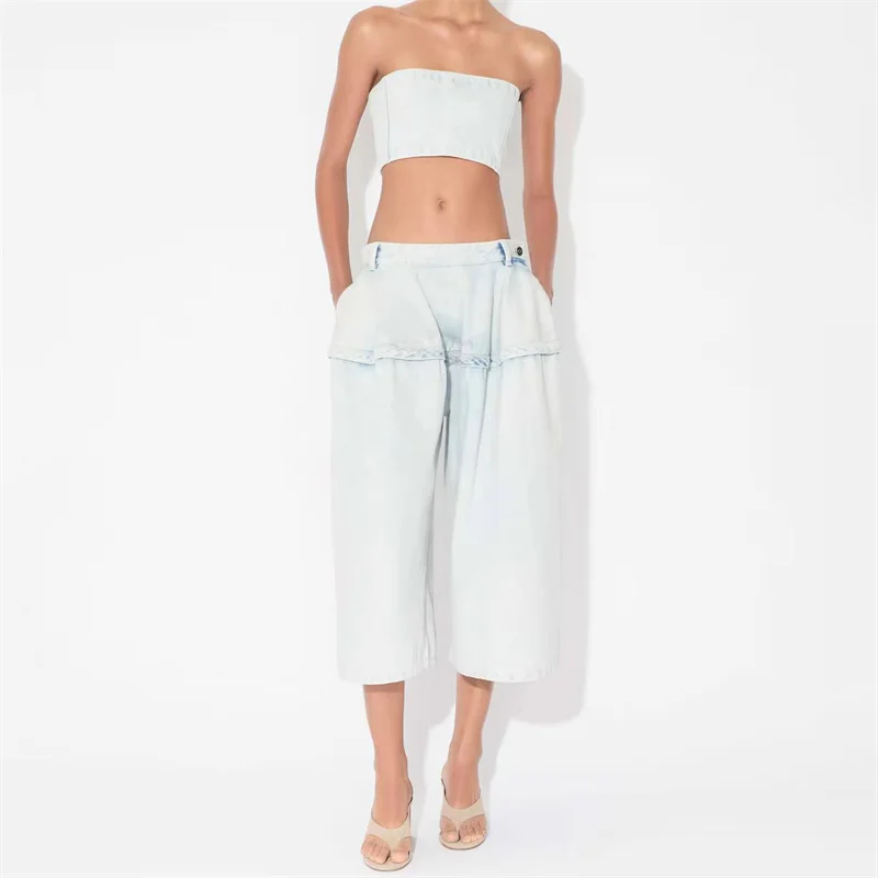 

Women's shorts New retro pure cotton women's jeans for summer 2025 Low waisted loose denim shorts straight leg pants trousers