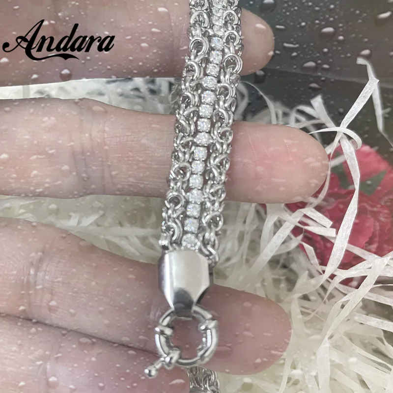 Andara Erschwinglicher Luxus Neues Armband aus 925er Sterlingsilber & Zirkon – Hochzeits- & Verlobungsschmuckgeschenk für Damen – Detail 2