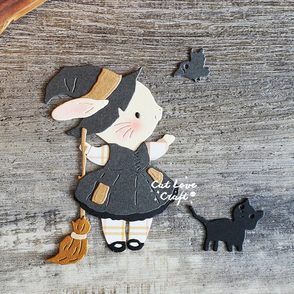 Catlove Halloween Bunny Witch Metal Cutting Dies Scrapbooking Stencil Die Cuts Card Making DIY Craft Embossing New Dies For 2022