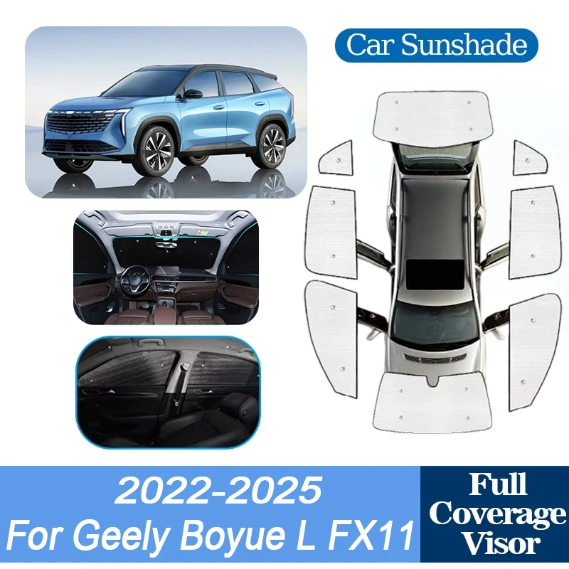 Acessórios para Geely Boyue L Starray Atlas FX11 2022 2023 2024 2025, Protetores de Janela de Carro em Alumínio, Bloqueadores de Luz UV