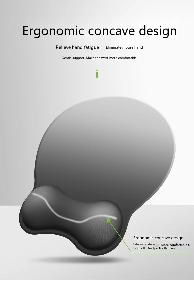 Silikon-Handgelenkauflage für Mauspad, konkaves ergonomisches Design, runde Form, rutschfeste Schreibtischunterlage für Büro und Gaming – Detail 2
