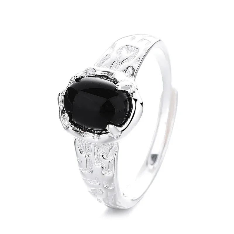 

Женское кольцо из стерлингового серебра 925 пробы с натуральным агатом, светлое роскошное кольцо INS, штабелируемые модные ювелирные изделия