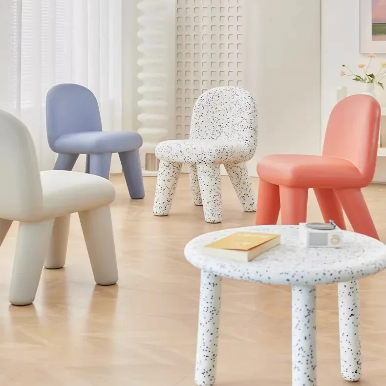 

Nordic Chair Simple Coffee Table Side Stools Small Home Modern Balcony Learning Cartoon Durable Cute Chair PE Material Ottomans