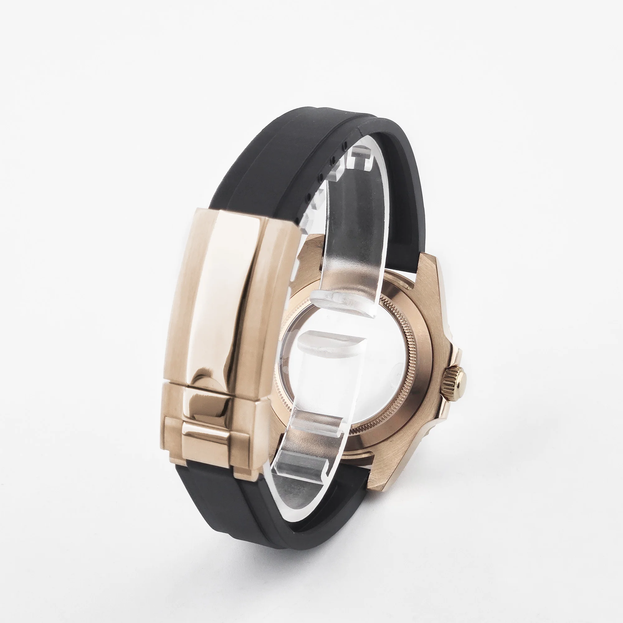 NEITON Fit NH35 NH36 NH34 10bar 120clicks Bezel 40mm SUB Rose Gold Watch Case Curved End Band