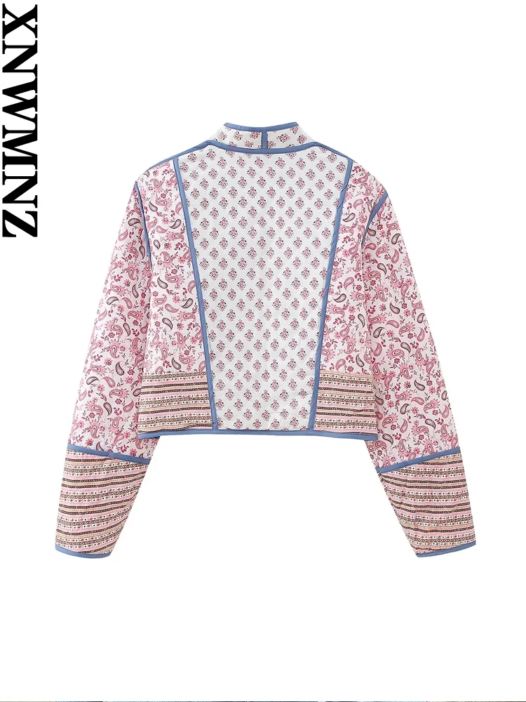 XNWMNZ-Chaqueta acolchada con estampado Retro para mujer, abrigo Reversible, versátil, cálido, elegante, a la moda, para invierno, 2023