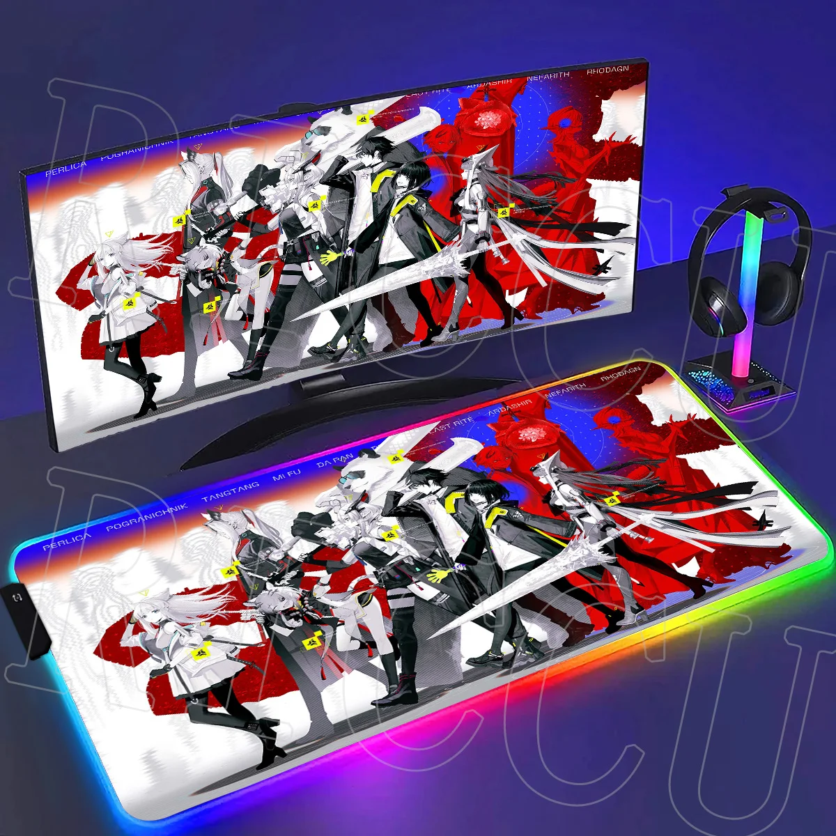 

RGB HD Printing Arknights Endfield Perlica Mouse Pad XXL Game Non-slip Natural Rubber Gaming Large Desktop Office LED Desk Mat