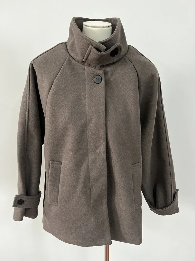 Manteau en laine à simple boutonnage pour femmes, manteau à col rabattu, vêtements pour femmes, mode optique, doux et chaud, automne et hiver