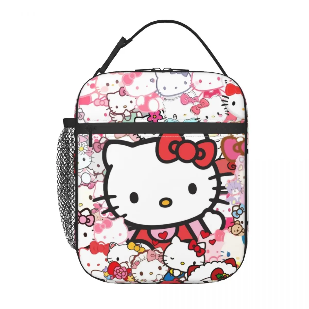 Custom Cute Cat Hello Kitty Resuable Lunch Boxes for Women Multifunction Thermal Cooler Food Insulated Lunch Bag Office Work