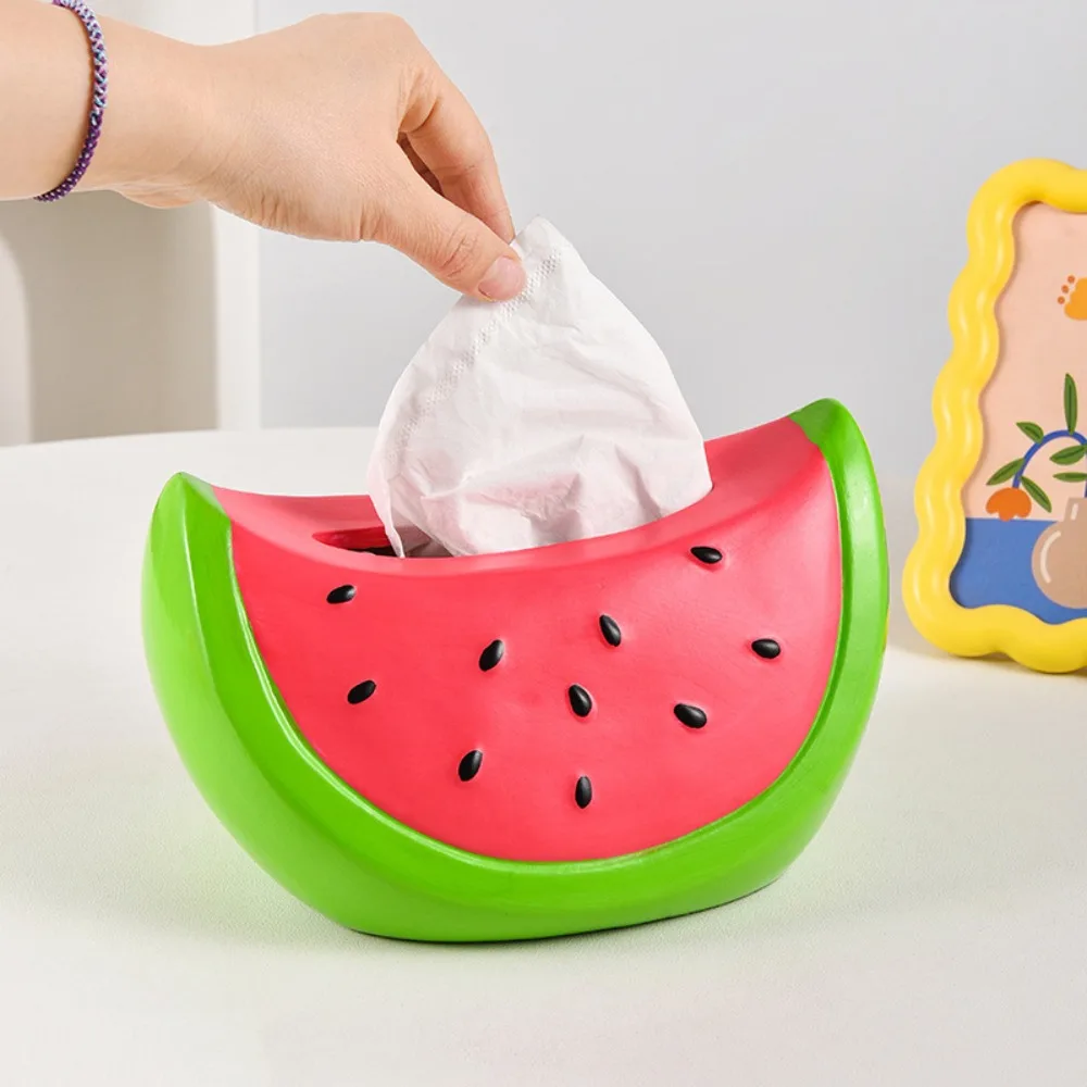 

Model Toy Watermelon Tissue Box Decorative Fruit Watermelon Paper Storage Box Cartoon Colorful Watermelon Ornament Decoration