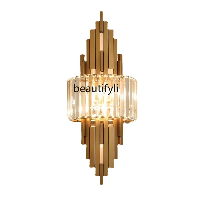 

HJ Light Luxury Crystal Wall Lamp Luxury Living Room Aisle Light Creative Majestic Bedroom Bedside Wall Lamp