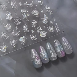 1PCS French Jelly Nail Stickers Dreamy Bubble Meteor Butterfly Star Moon Self Adhesive Stickers For Nail DIY Nail Art Decoration