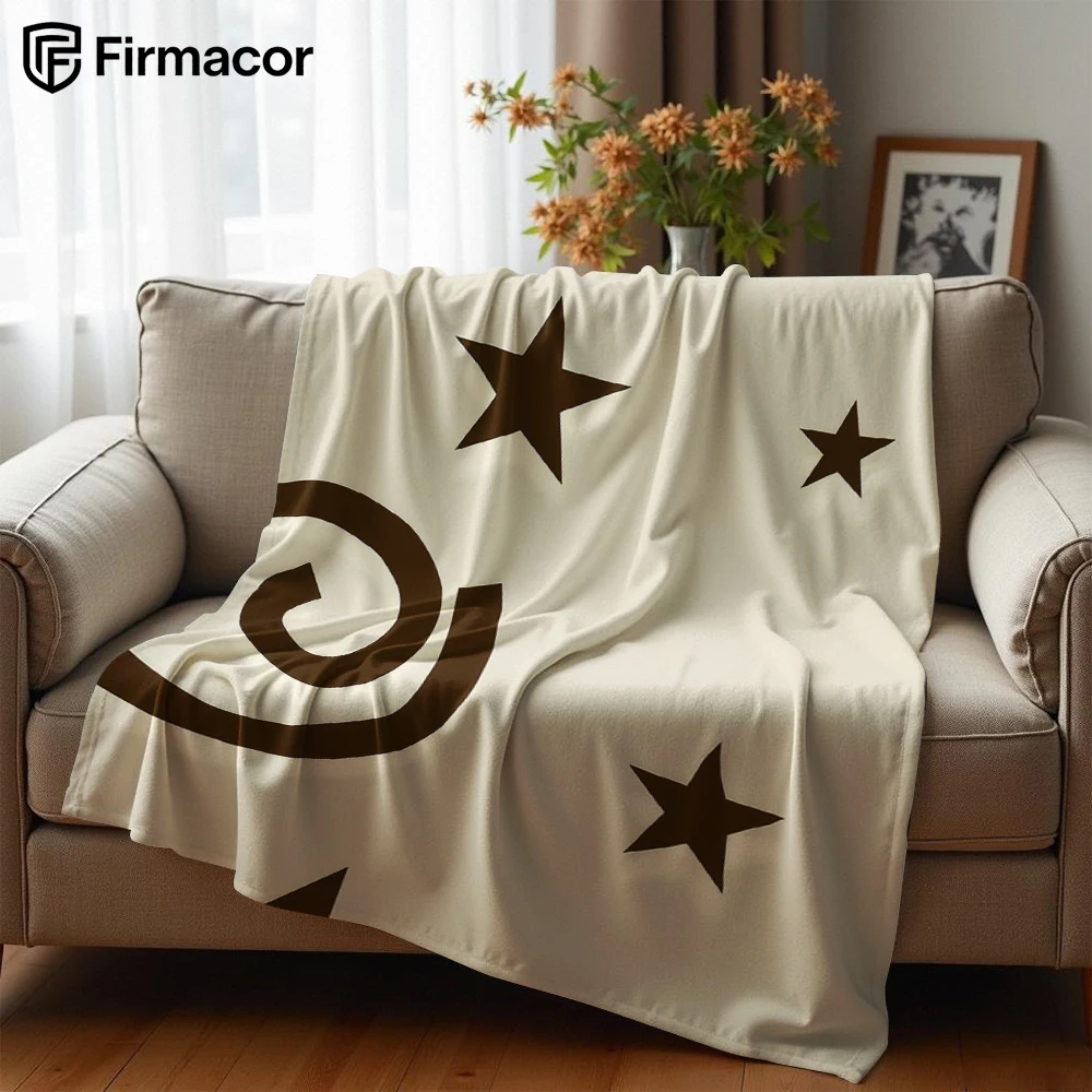 Beige Star Swirl Ultra Soft Sherpa Fleece Blanket Fluffy Warm Halloween Cozy Throw for Sofa Couch Bedroom Gift All season