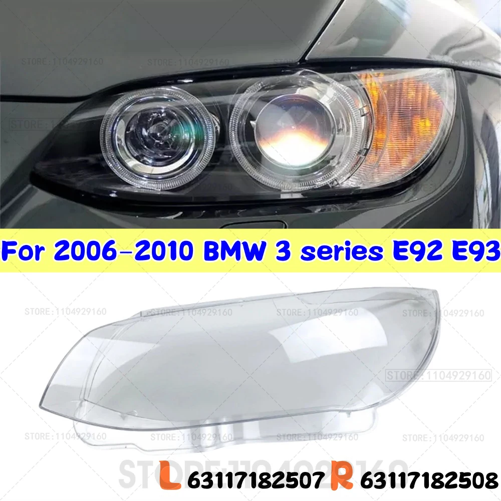 Left Right Front Headlight Lens Covers For BMW E92 E93 Coupe Convertible M3 2006 2007 2008 2009 2010 Clear Headlamp Cover Shell
