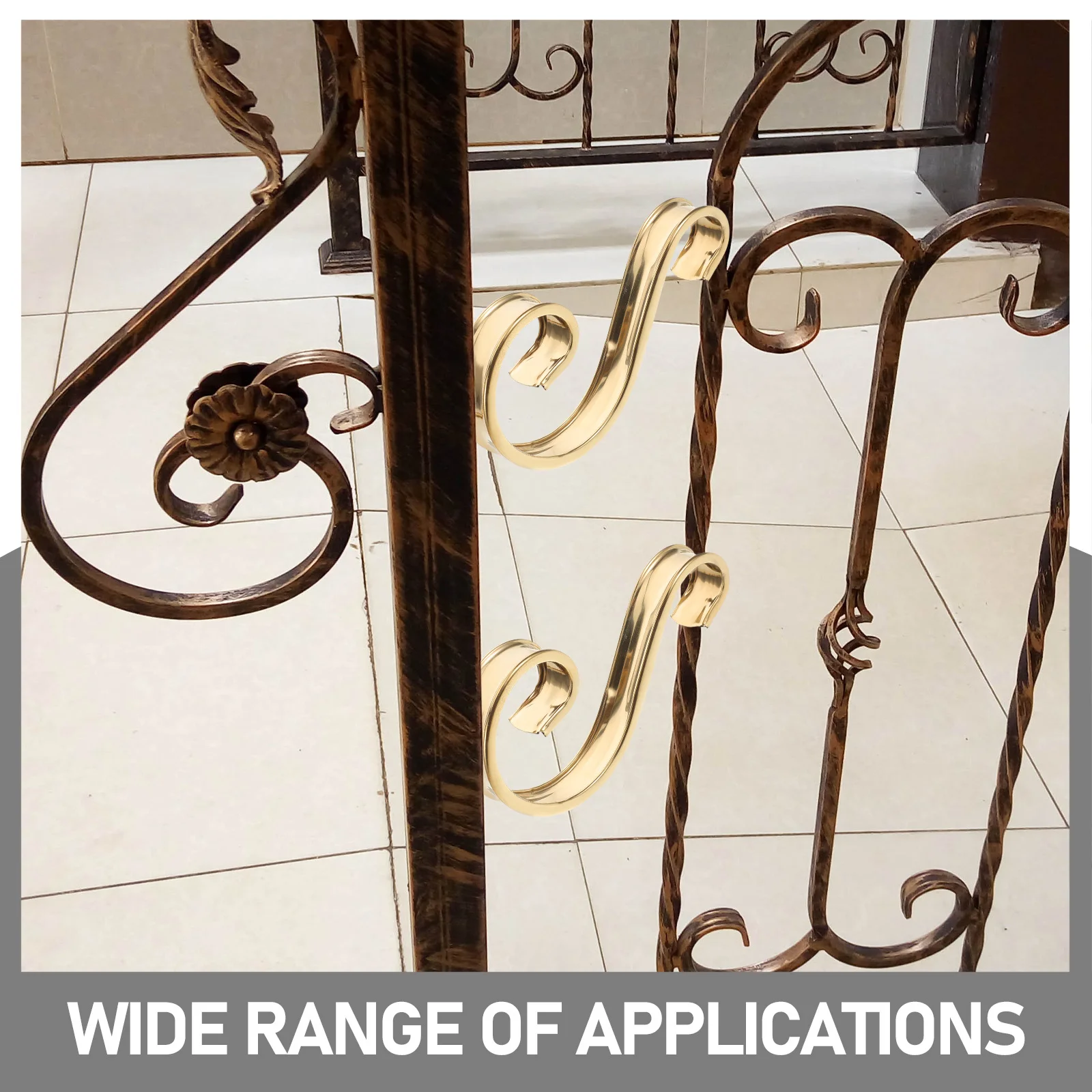 

4pcs Stainless Steel -Shape Fence Decorations For Gate Balcony Railing Outdoor Garden Ornaments Metal Charm Fence