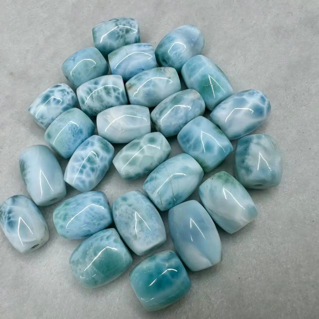 Column Dominica Larimar/Copper Pectolite Stone Natural Gemstone DIY Loose Beads For Jewelry Making Wholesale