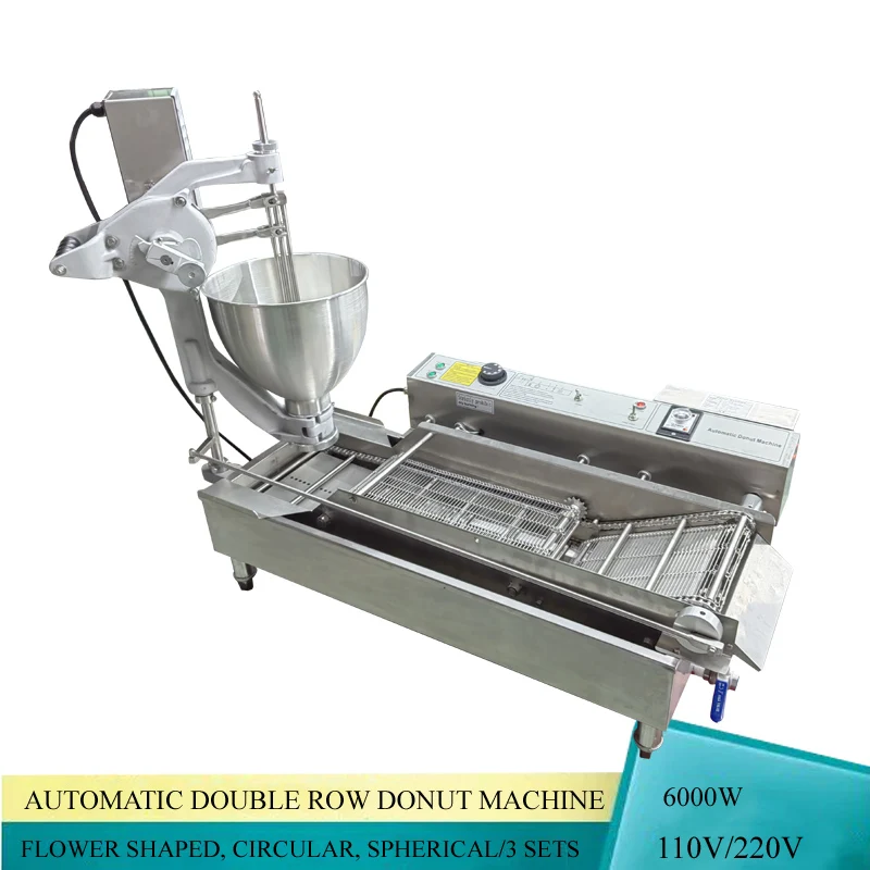 Commercial Desktop Multi Shape Mold Automatic Donuts Machine Intelligent Double Row Electric Double Fryer Machine With 3 Molds