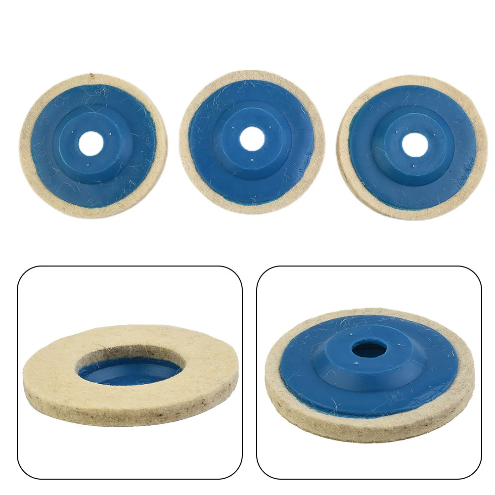 Discos de pulido azul + Beige, almohadillas de fieltro para rueda de amoladora, herramienta de molienda 3x, ángulo de 4 ", 3 uds., 100mm, 4 pulgadas, pulido