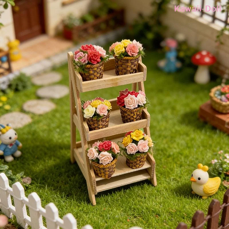 

[DO]Dollhouse Miniature Mini Potted Flowers Flower Pot Basket Simulation Decor Food Play Photo Prop Scene Accessories Home Decor