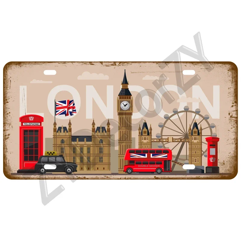 License Plate City State Tin Sign Artisian Tin Plaque Home Wall Decor Garage Bar Pub Club Cafe Kitchen Landmark Metal Sign Art