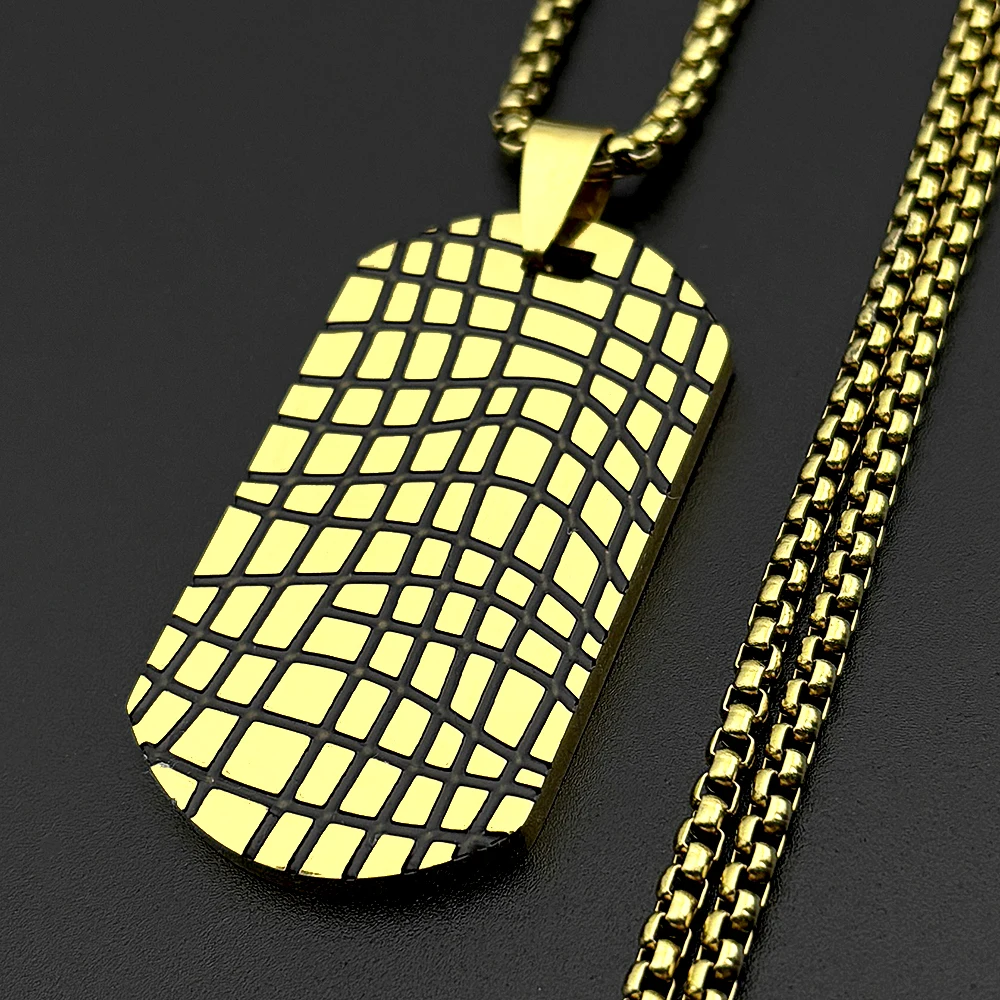Grid Groove Dog Tag Anhänger Halskette für Damen und Herren, Hip-Hop-Edelstahl, Punk-Street-Power-Kette, Schmuck-Accessoire – Detail 4